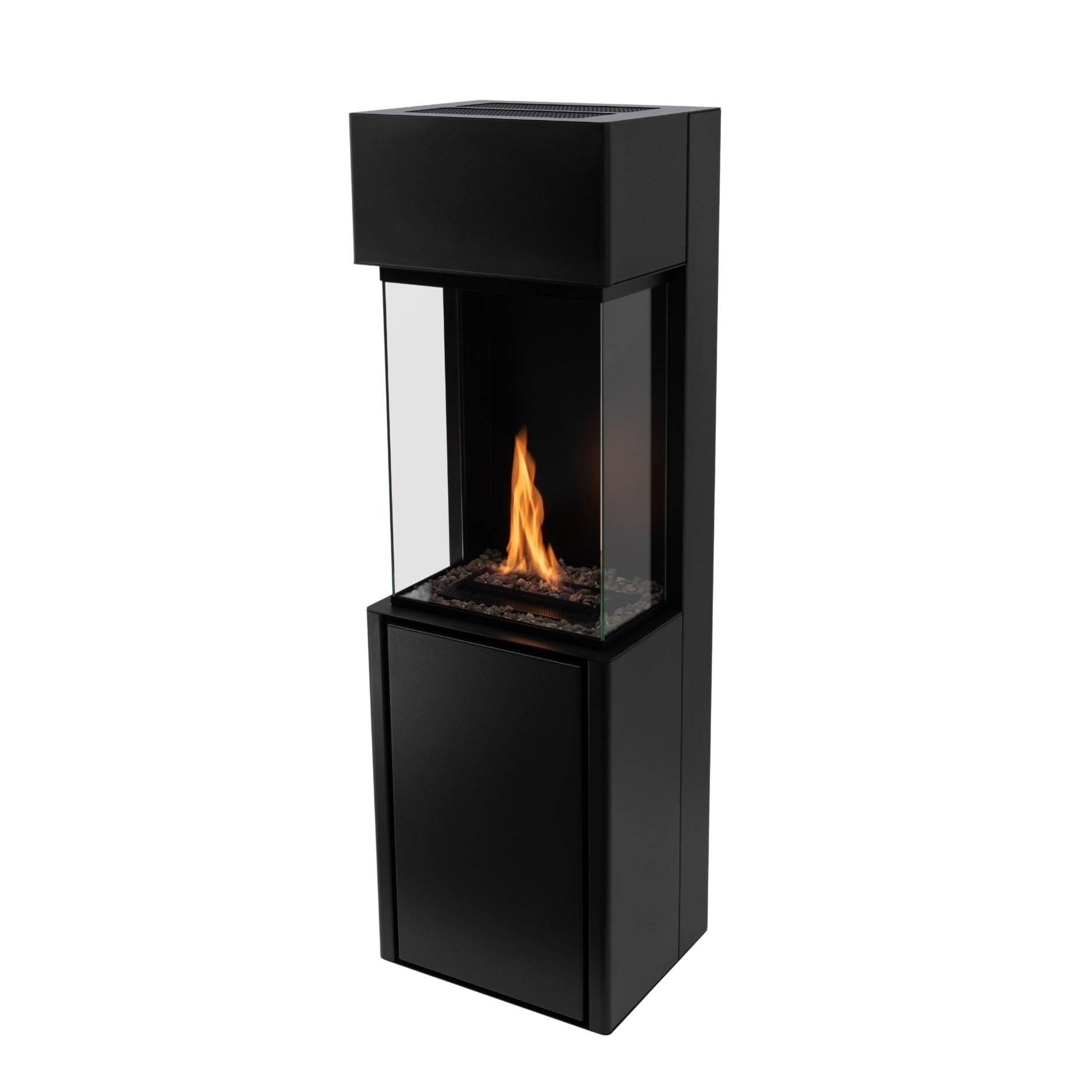 Driezijdige Planika Arcticon haard met veiligheidsglas en instelbare vlammen