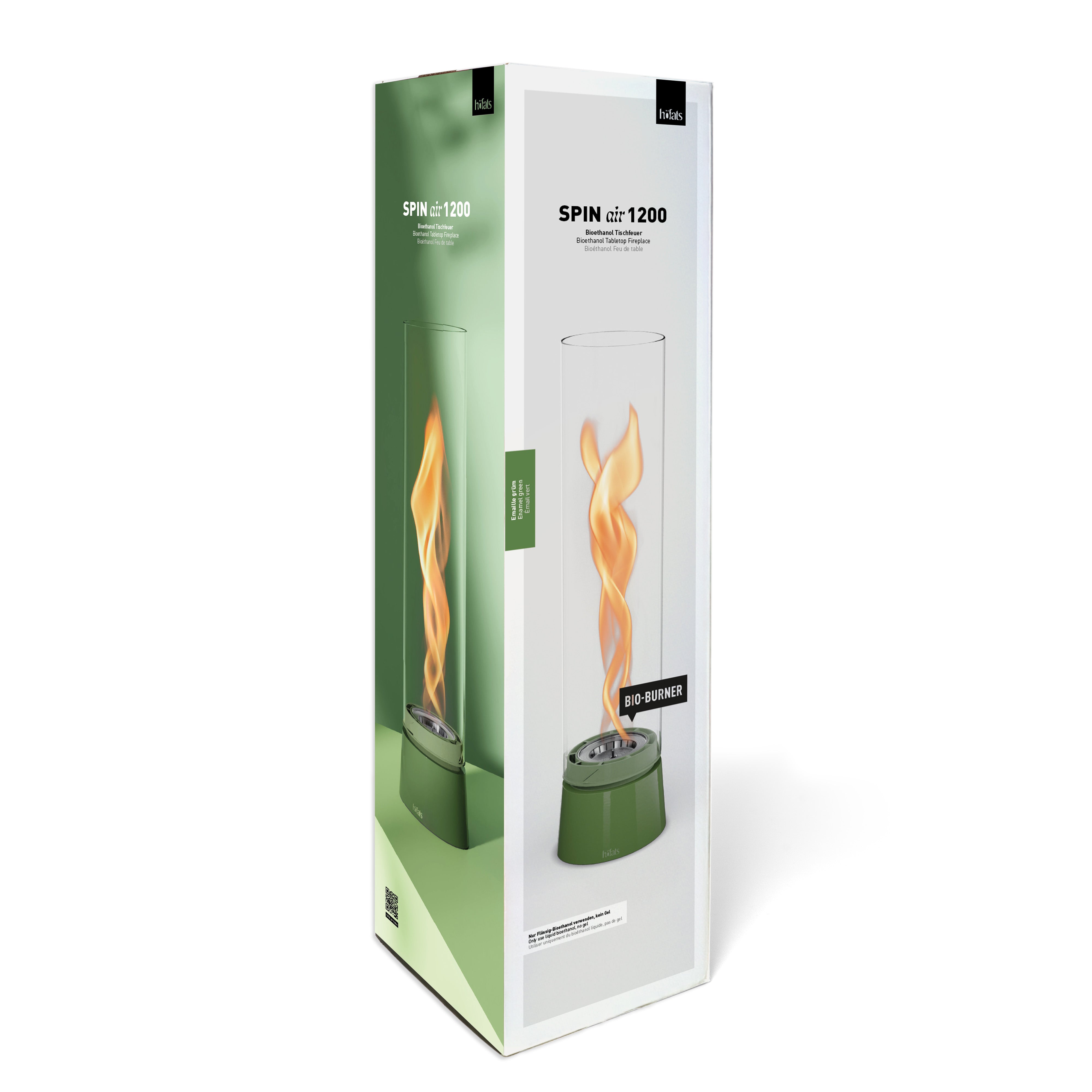 Bio-ethanol Tafelhaard SPIN air 1200 Groen Emaille