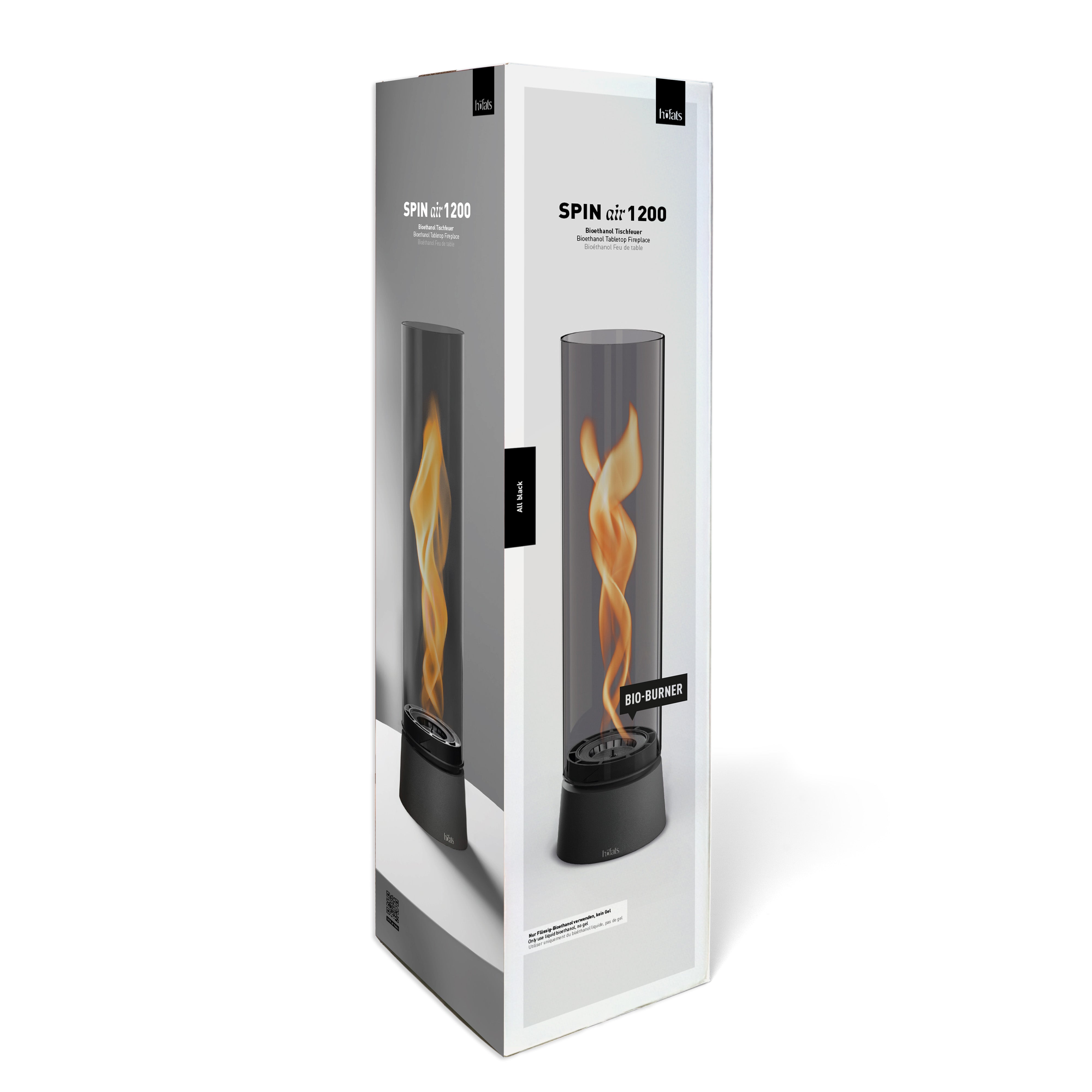 Bio-ethanol Tafelhaard SPIN air 1200 Volledig Zwart