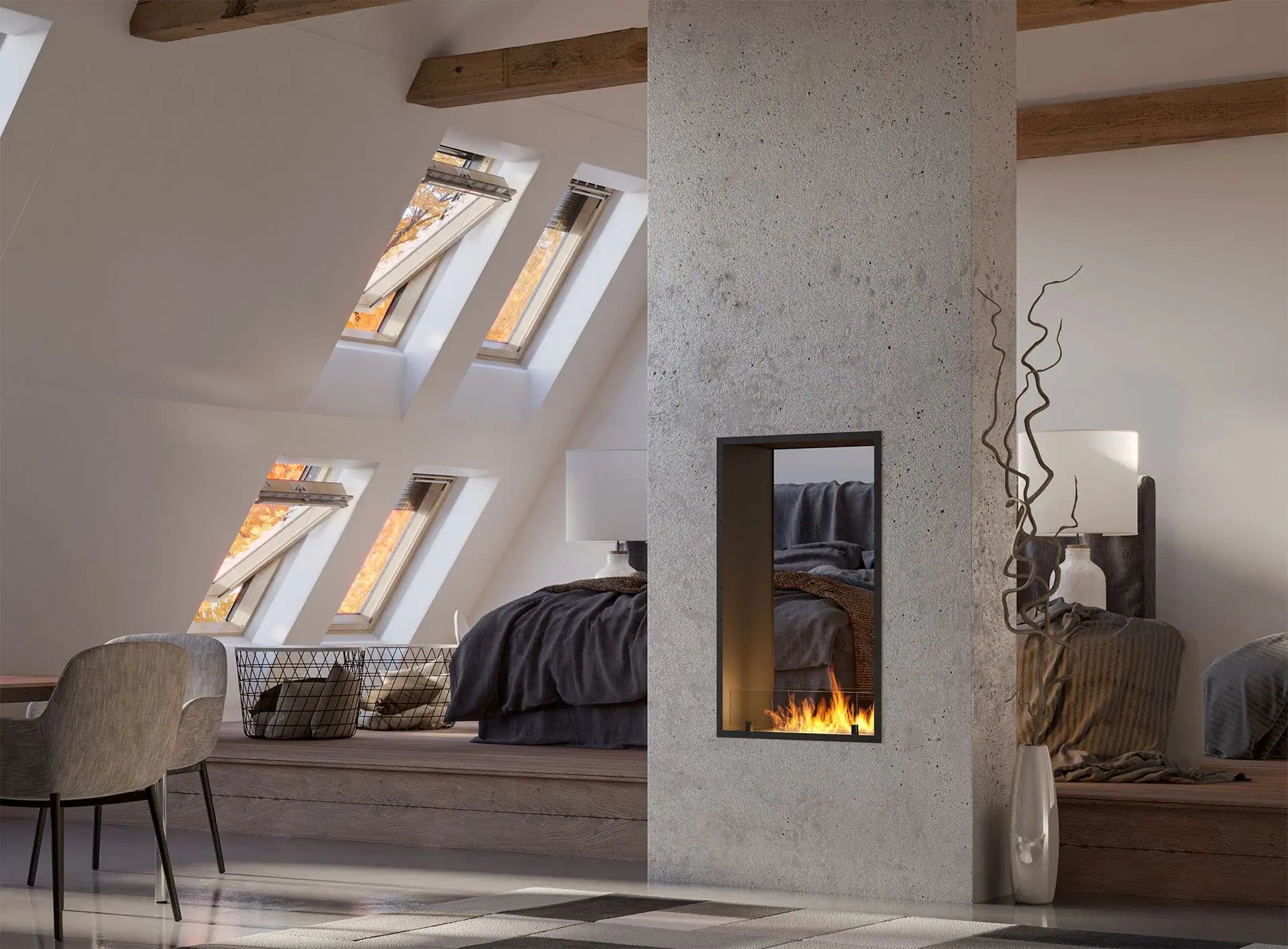 Inside Vertical Slim Bio-Ethanol Inbouwhaard Doorkijk – Infire