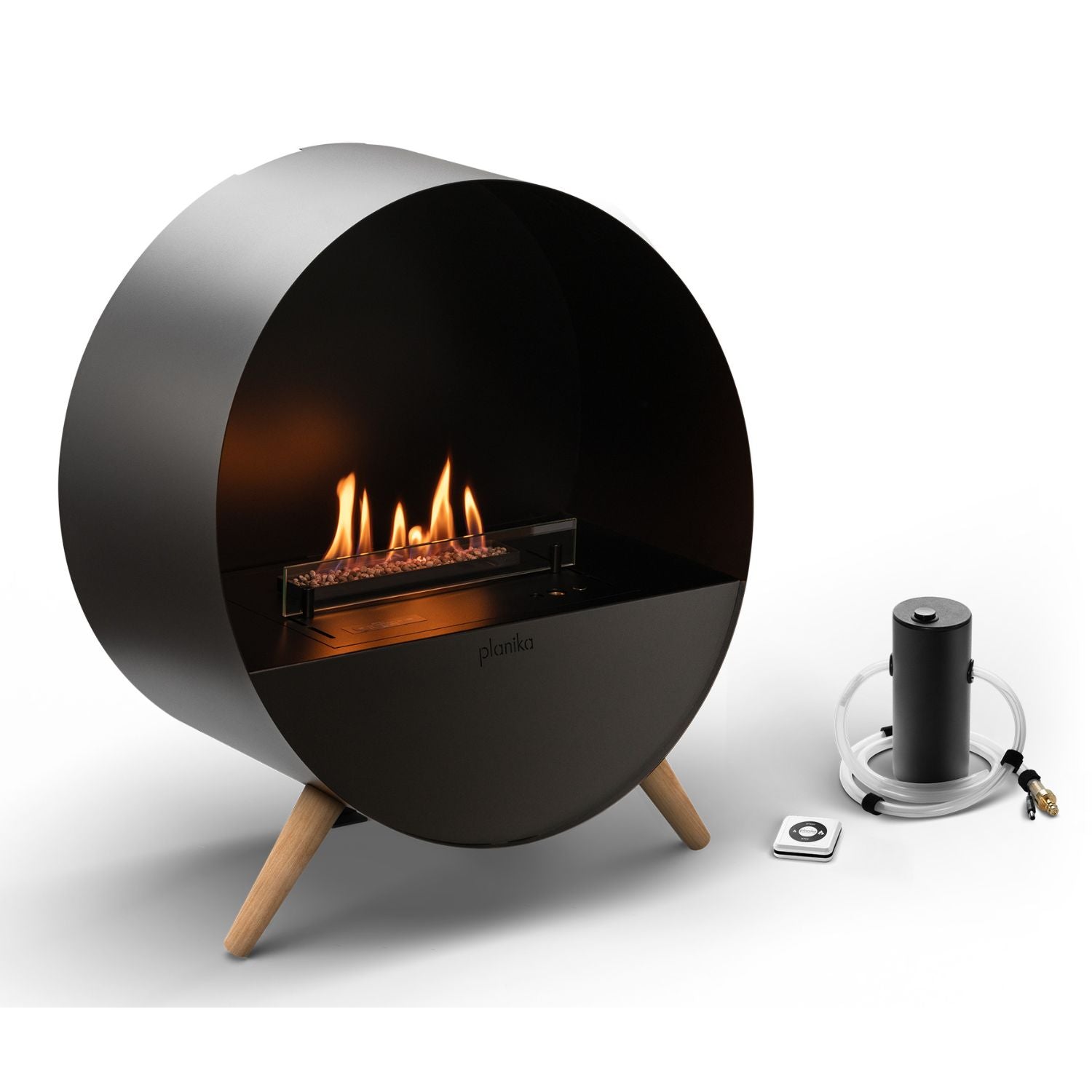 Moderne Planika Bubble Floor haard met Senso-brander en BEV technologie