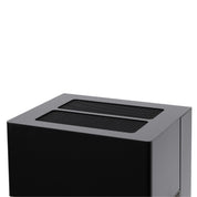 Close-up van ventilatierooster bovenop de Planika Arcticon automatische bio-ethanol haard zwart