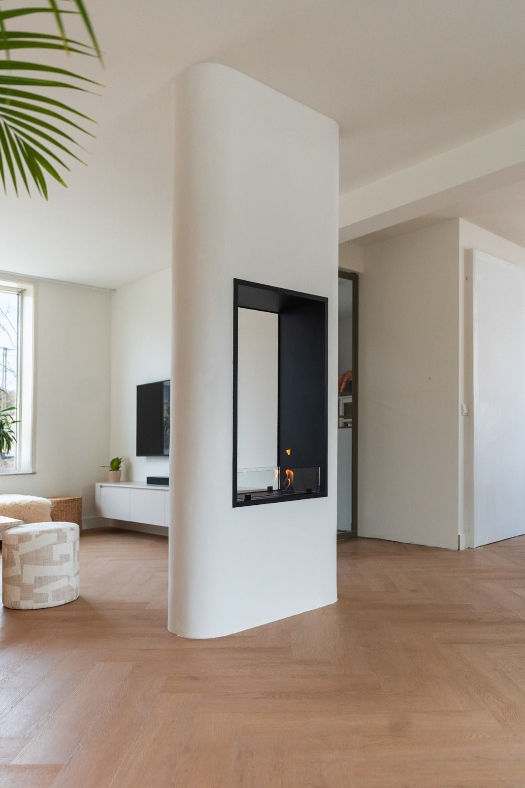 Inside Vertical Slim Bio-Ethanol Inbouwhaard Doorkijk – Infire