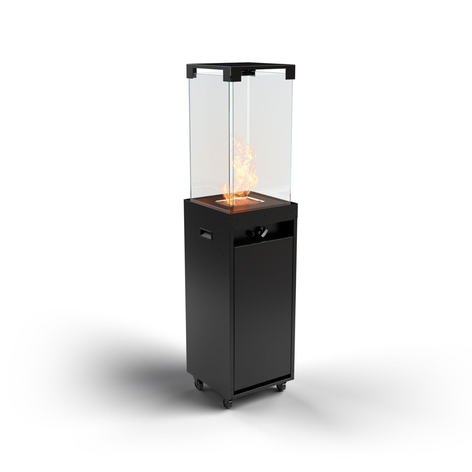 Verrijdbare Planika Faro buiten gashaard met zichtbare vlammen en strak design