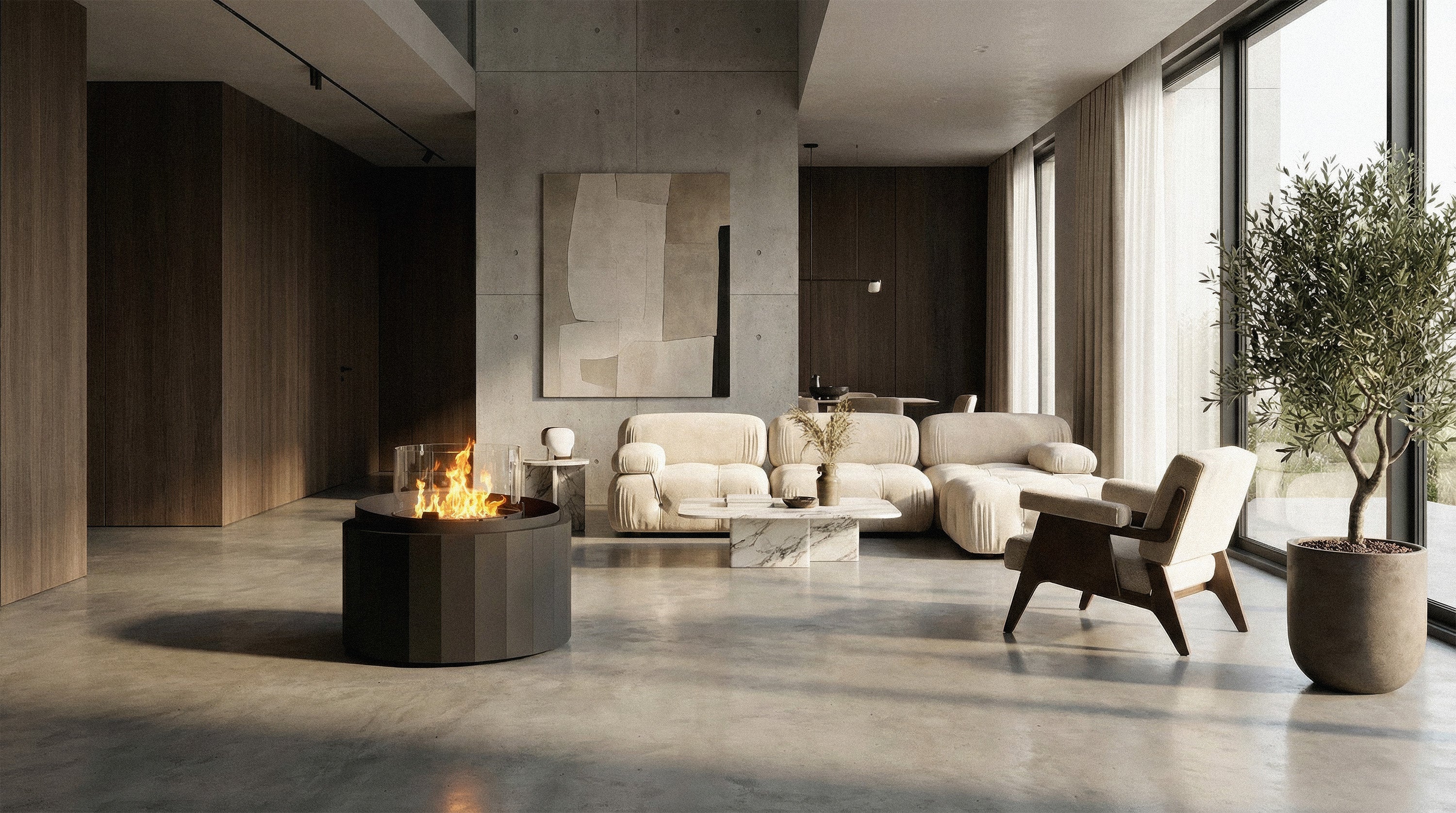 Nest Ronde Automatische Bio-Ethanol Inbouwbrander met Tafel – Planika