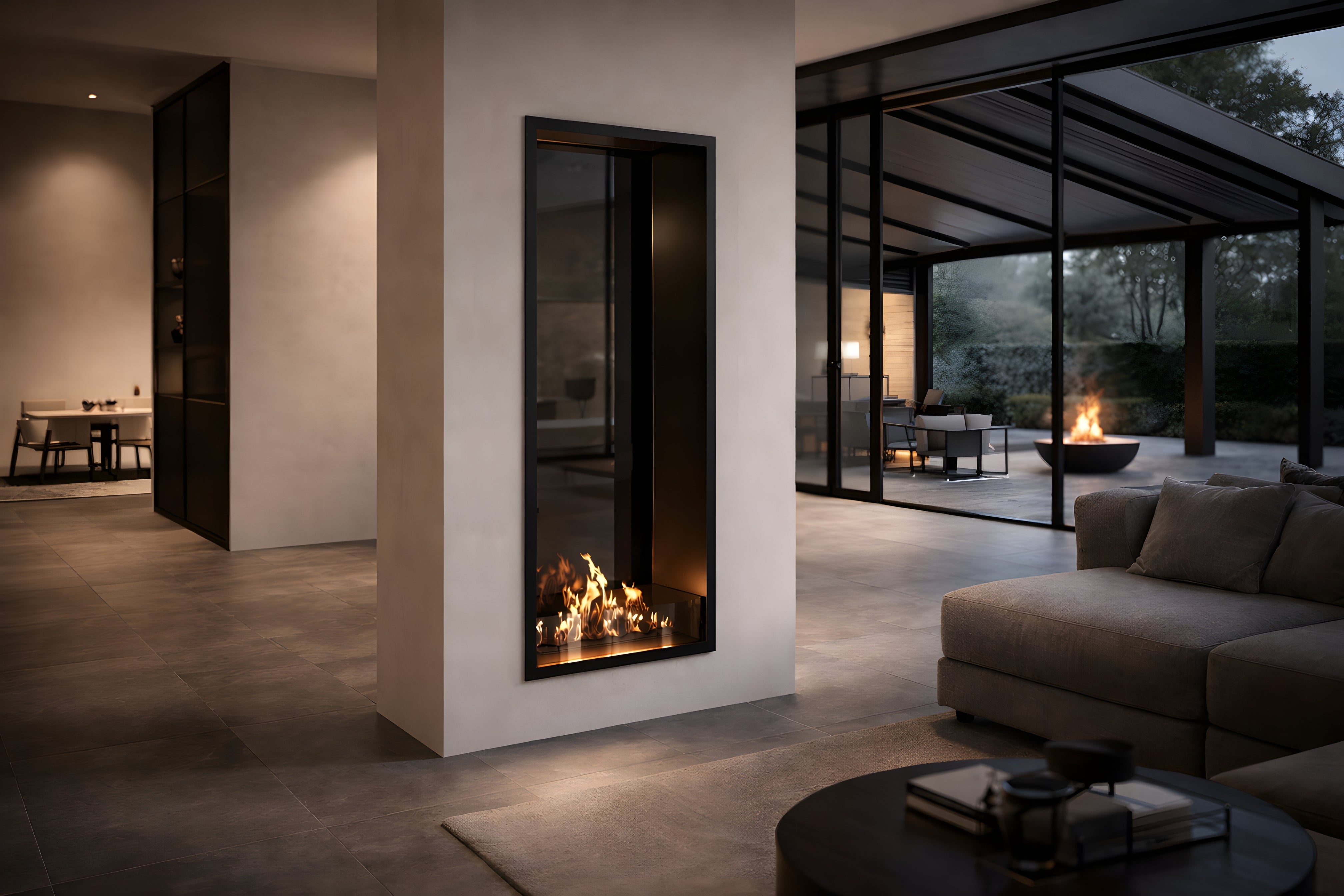 Fame Vertical bio-ethanol doorkijkhaard sfeerbeeld interieur