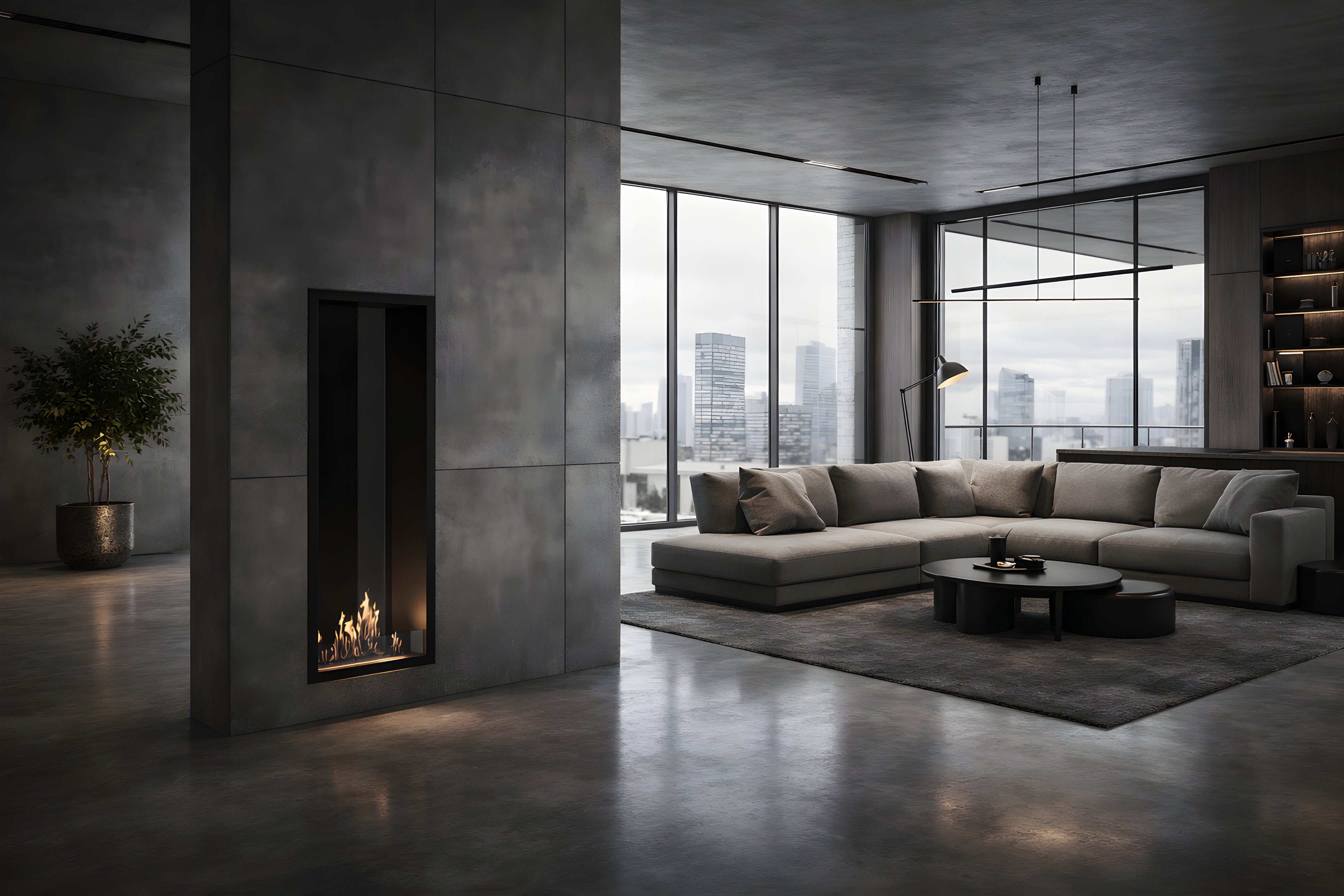 Fame Vertical bio-ethanol doorkijkhaard sfeerbeeld interieur