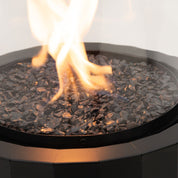 Moderne ronde Planika Bino gashaard met stenen branderbed en sfeervolle vlammen