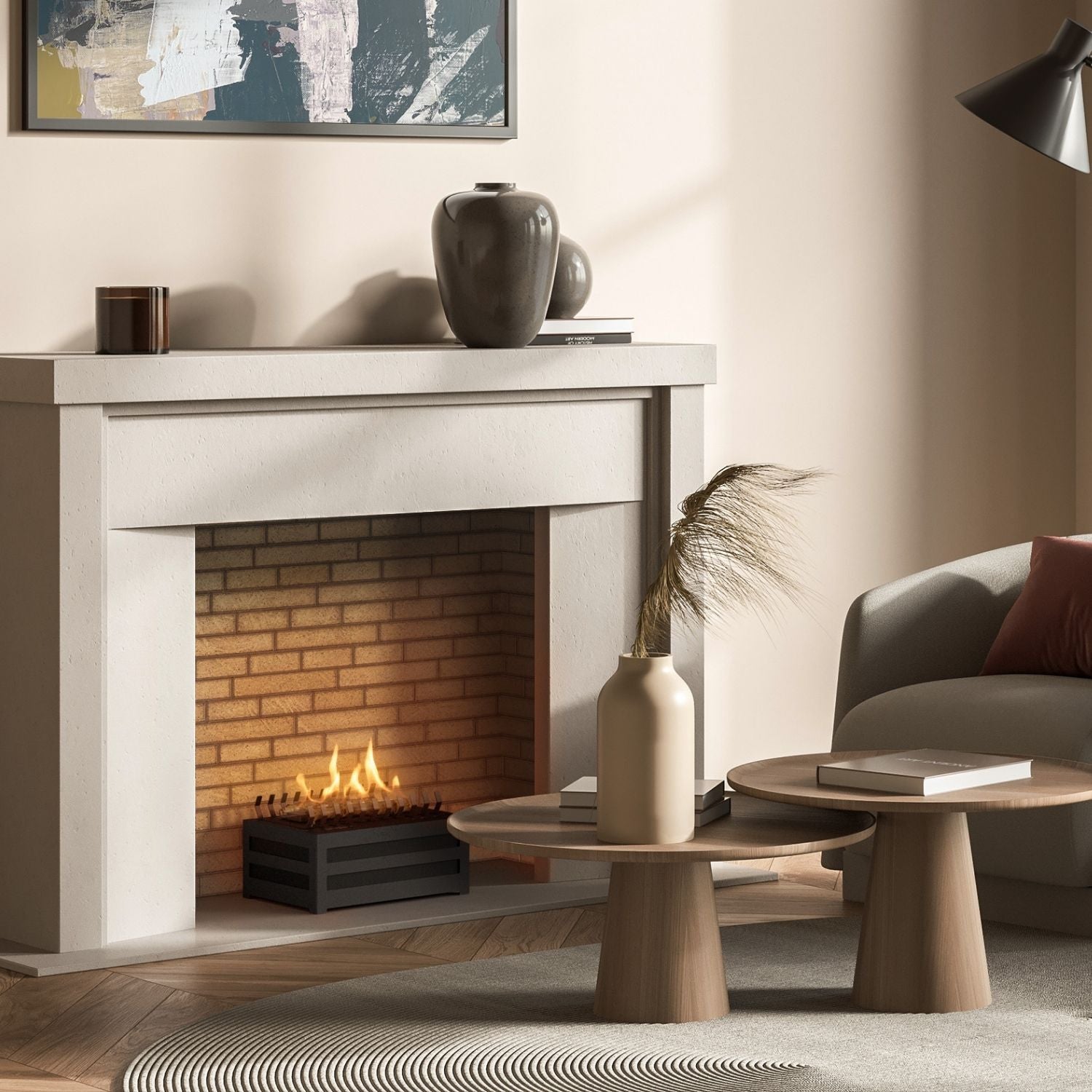 Close-up van de Planika Senso Basket brander met decoratieve steentjes