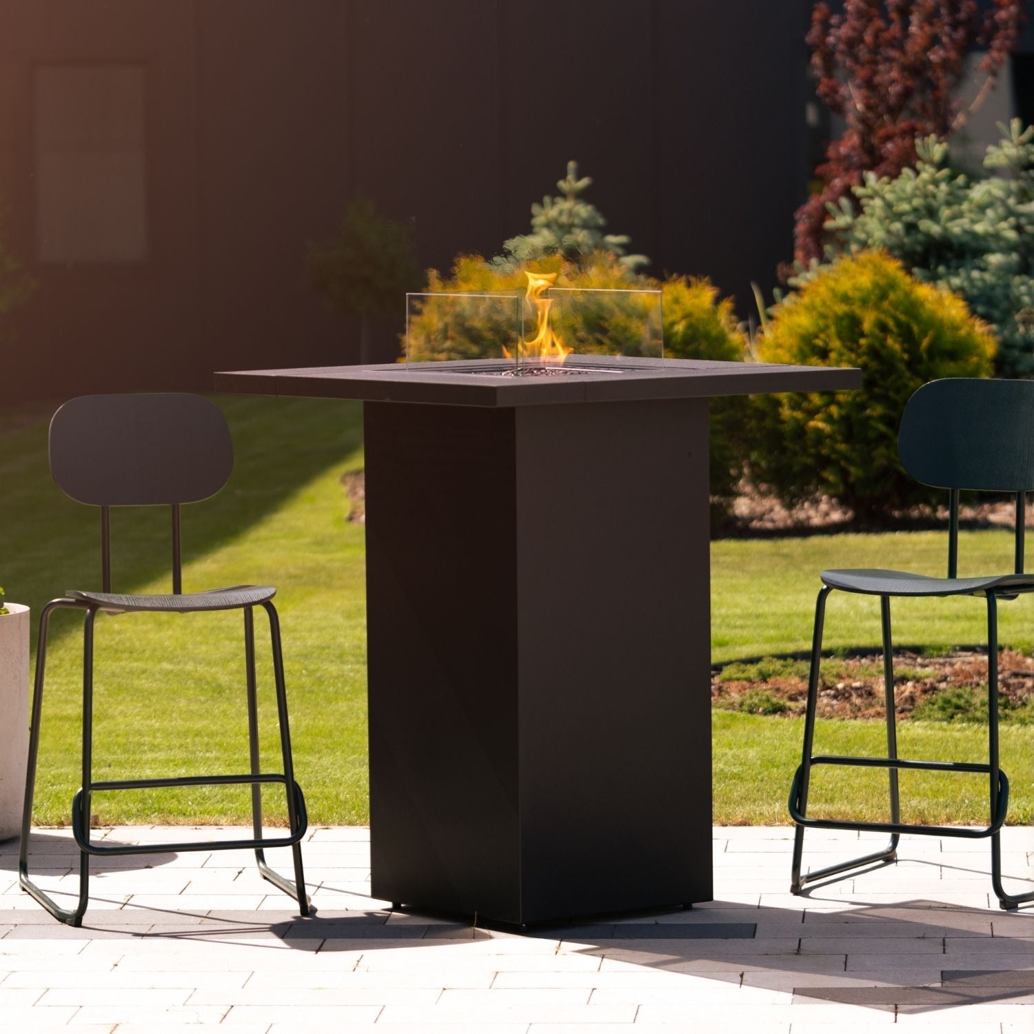 Moderne Planika Square Table High vuurtafel met gasbrander en vier tafelbladen