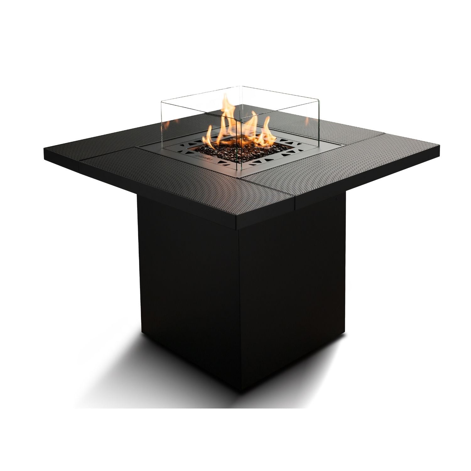 Luxe Planika Square terrasverwarmer met glazen schermen en standaard beschermhoes