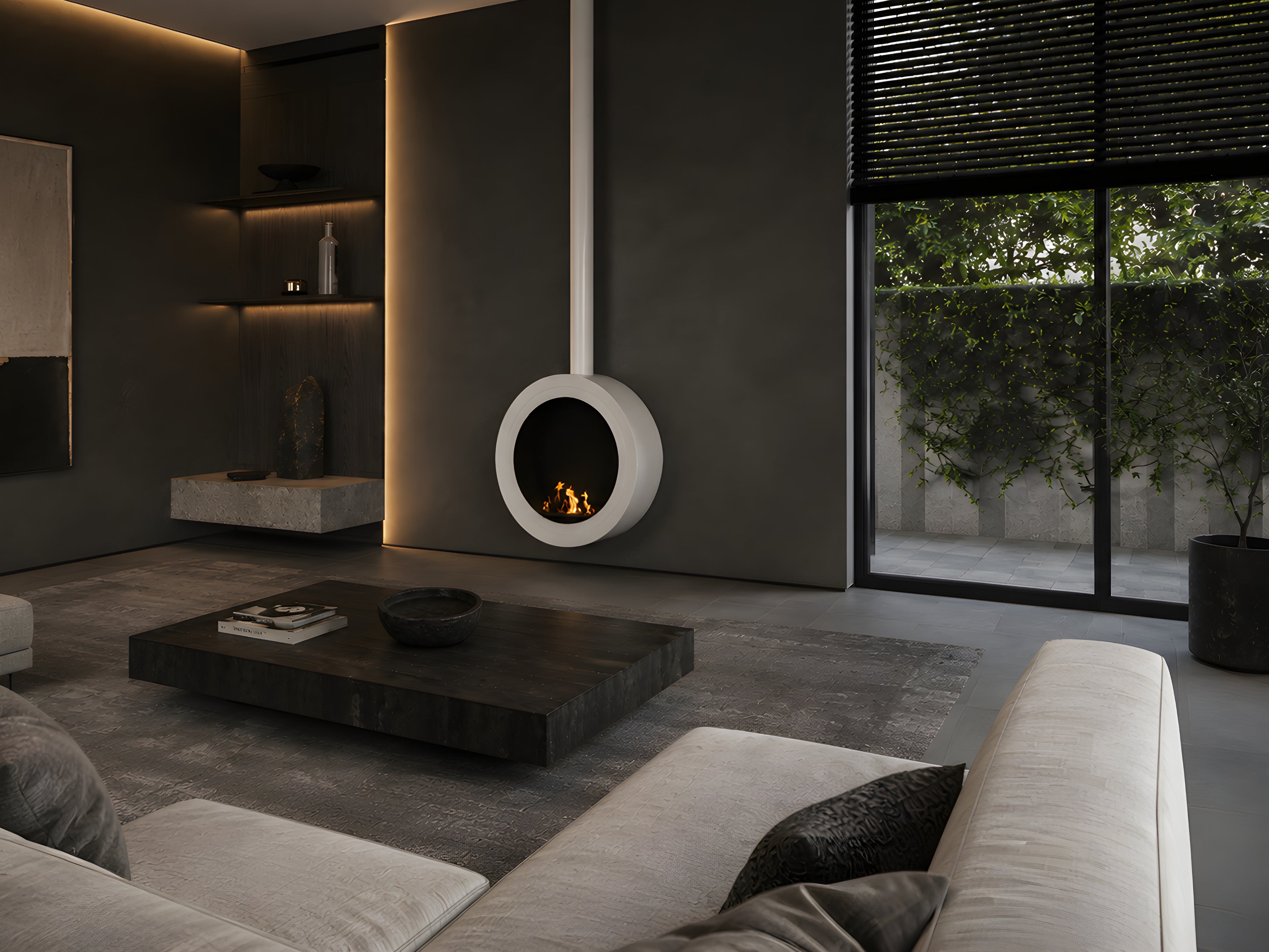 Arcos Close Tube Ronde Bio-ethanol Plafondhaard Zwart of Wit
