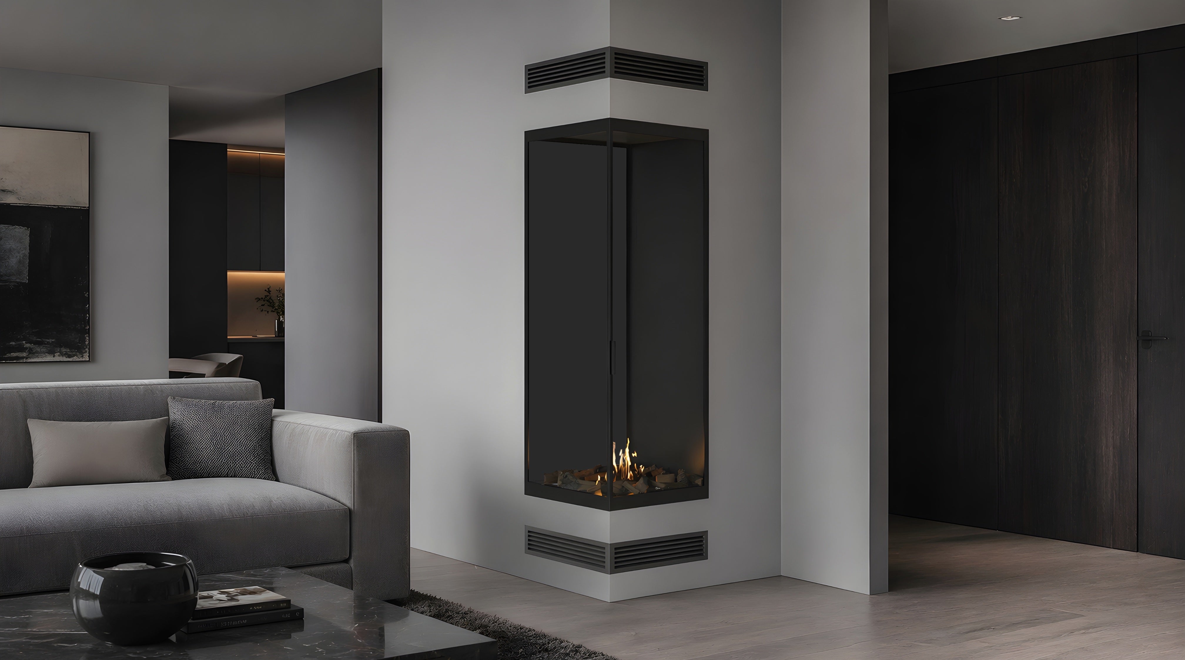 Base Vertical bio-ethanol hoekhaard rechts volle glas