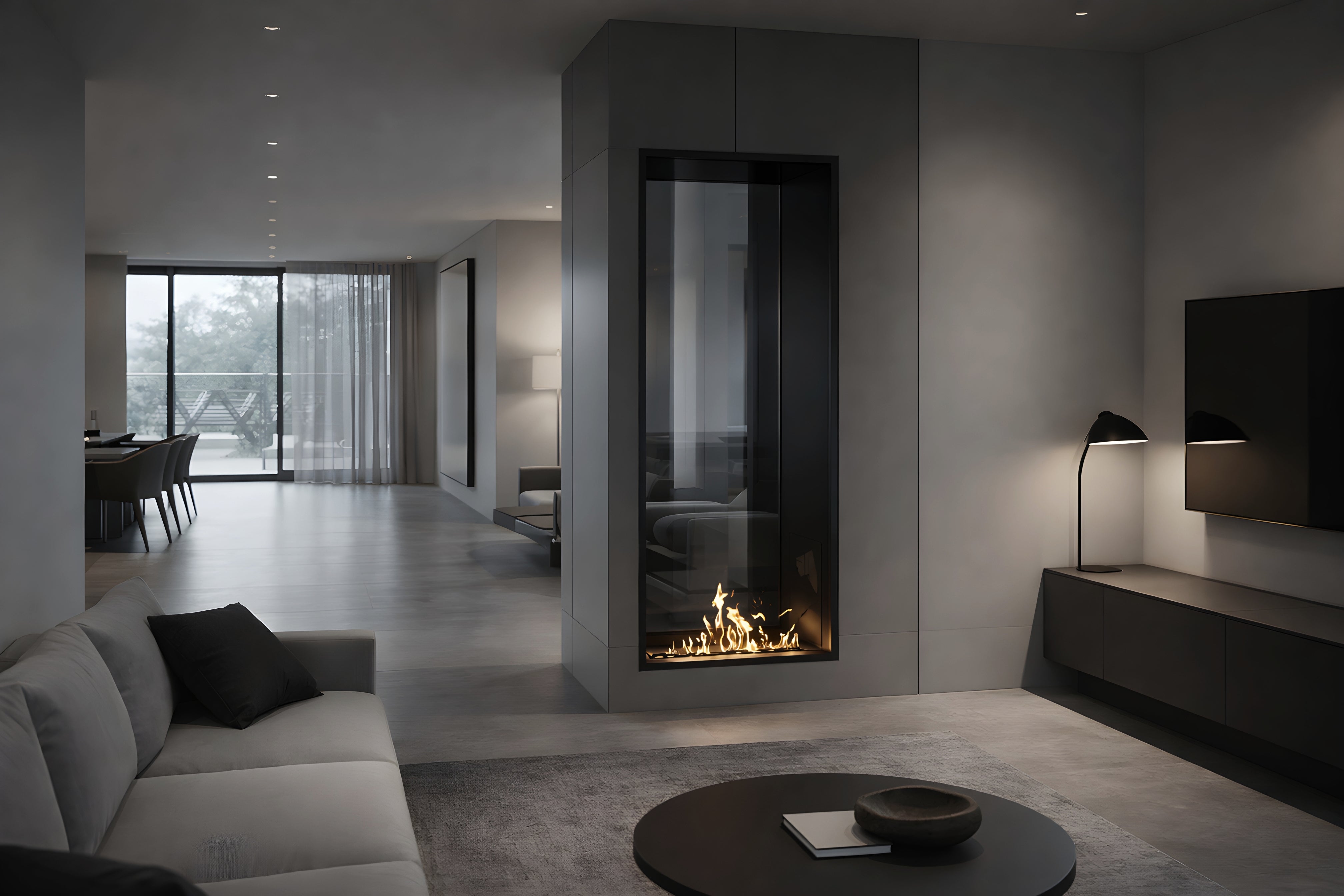Fame Vertical bio-ethanol doorkijkhaard sfeerbeeld interieur