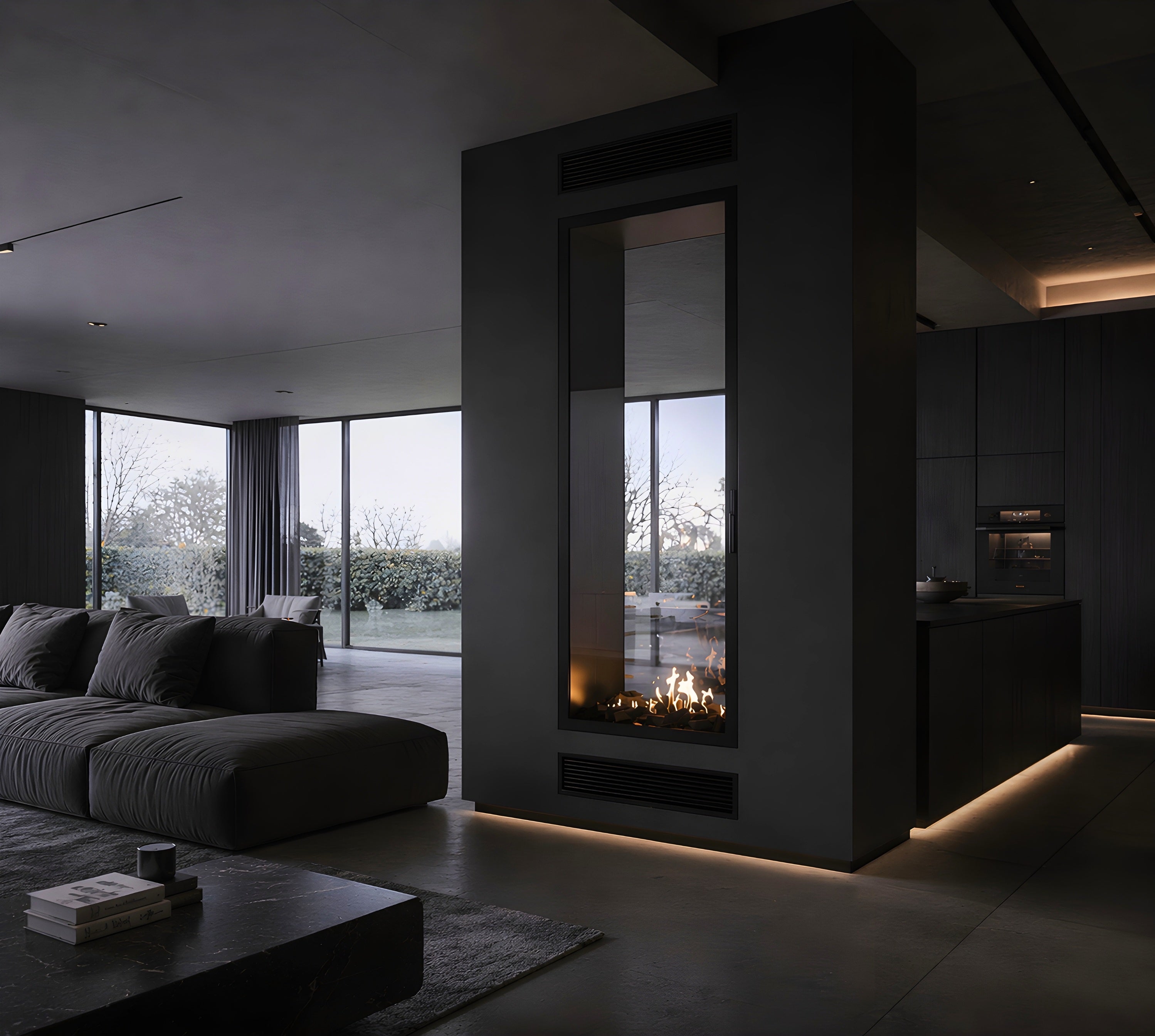 Fame Vertical Doorkijkhaard Met Volle Glas