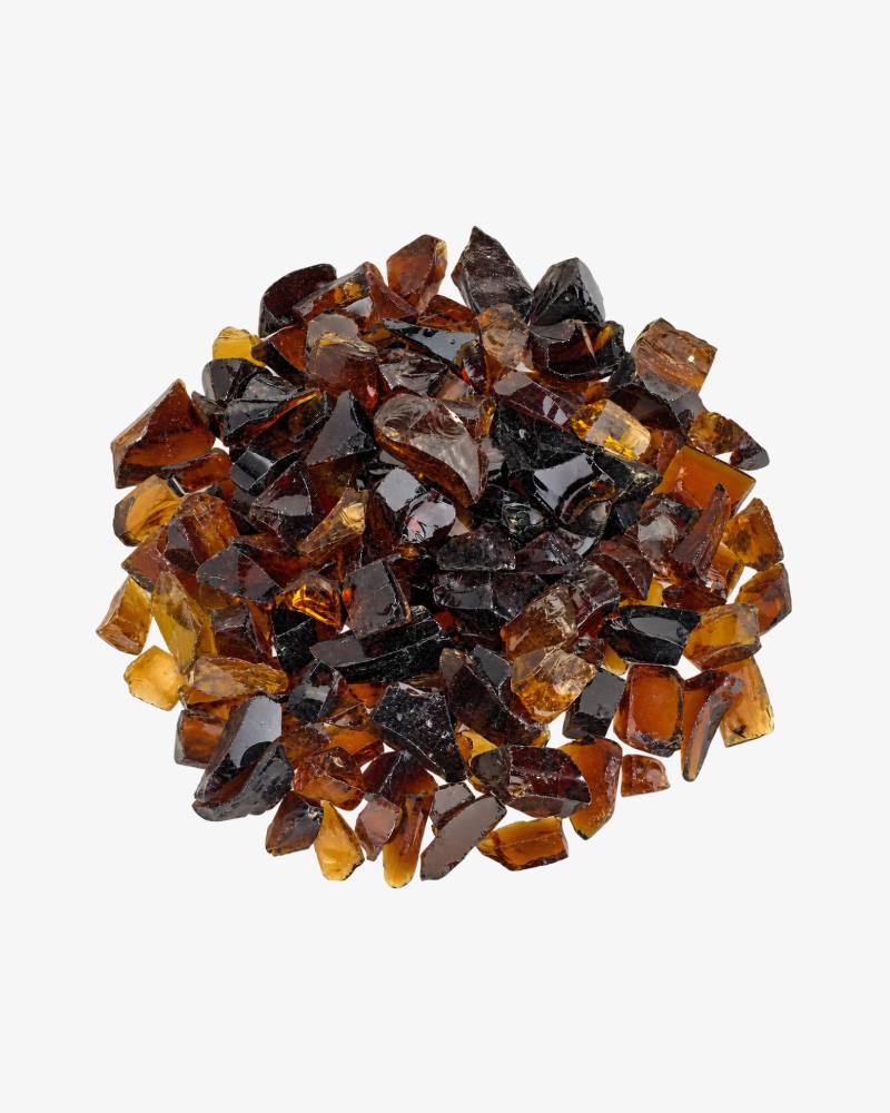 Fireglass in amber en zwart voor een Flamente elektrische haard