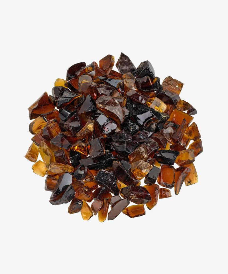 Fireglass in amber en zwart voor een Flamente elektrische haard