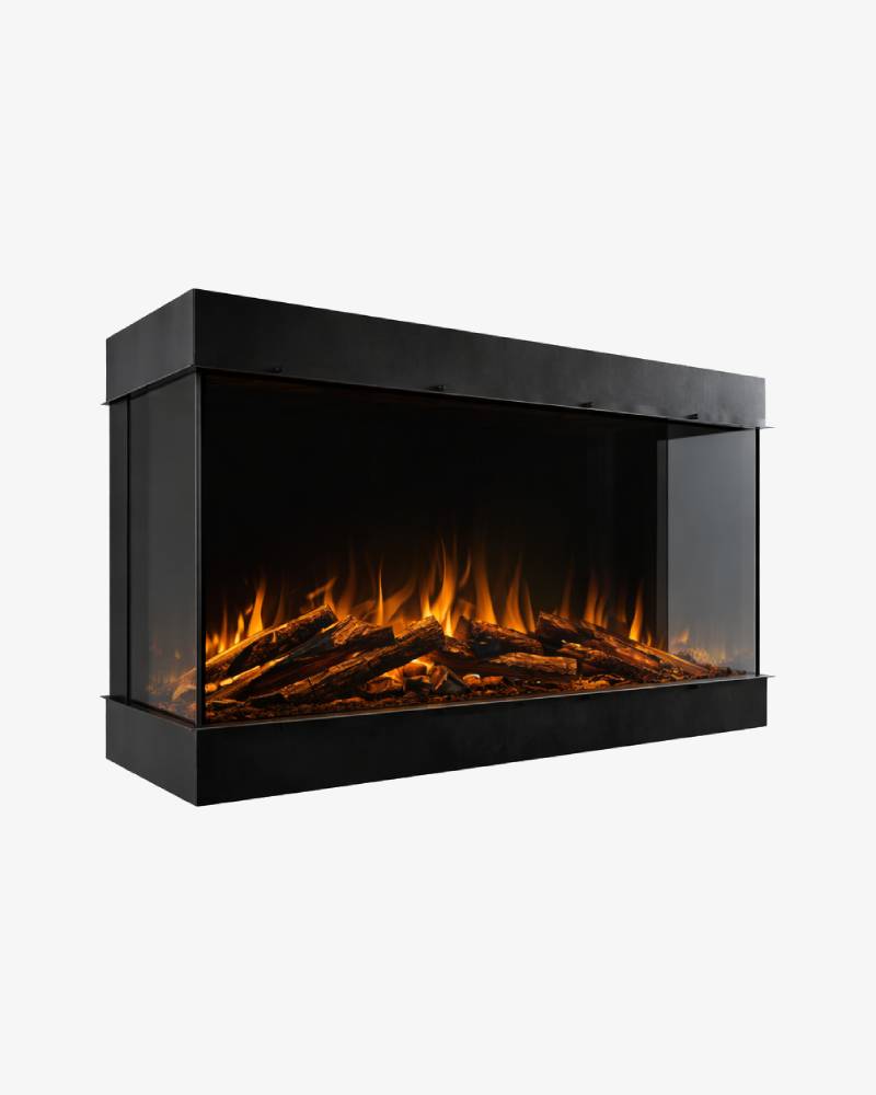 Flamente Ultimate luxe elektrische sfeerhaard met glazen zijkant, studiofoto