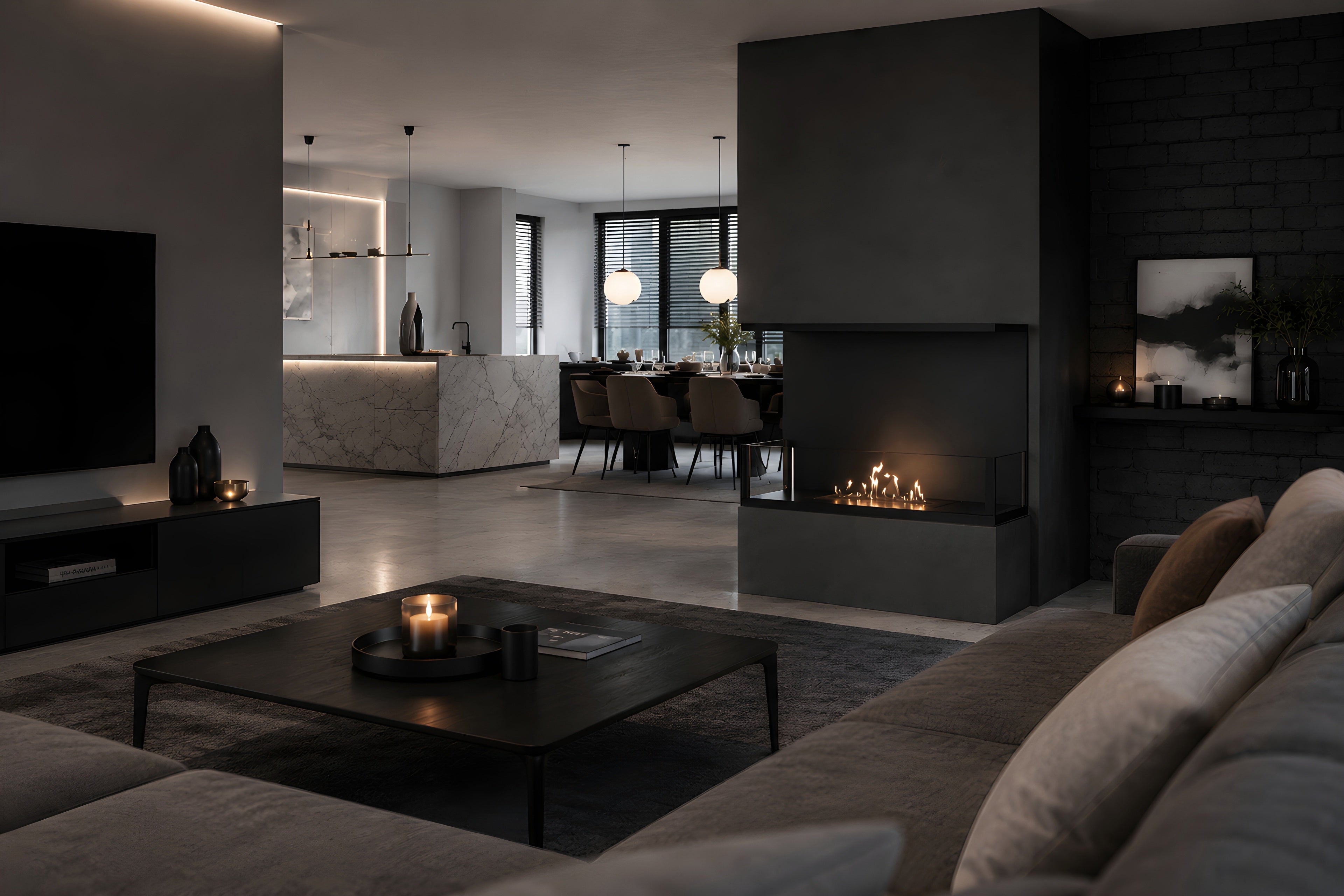 Made Driezijdig inbouwhaard sfeerbeeld interieur
