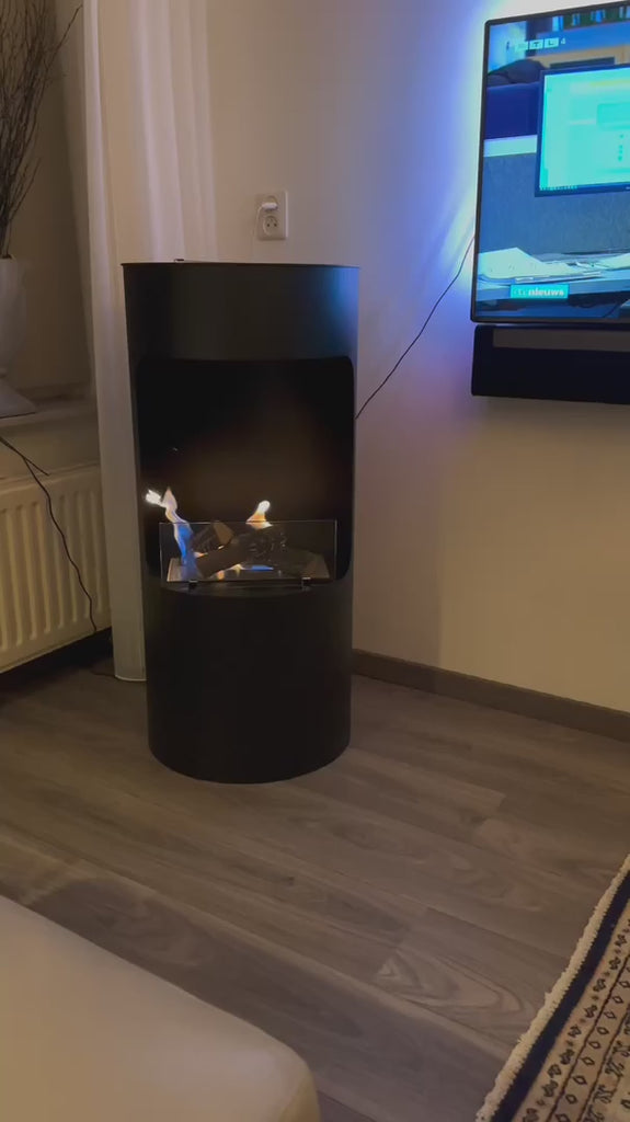 Lomanian zwart vrijstaande haard video