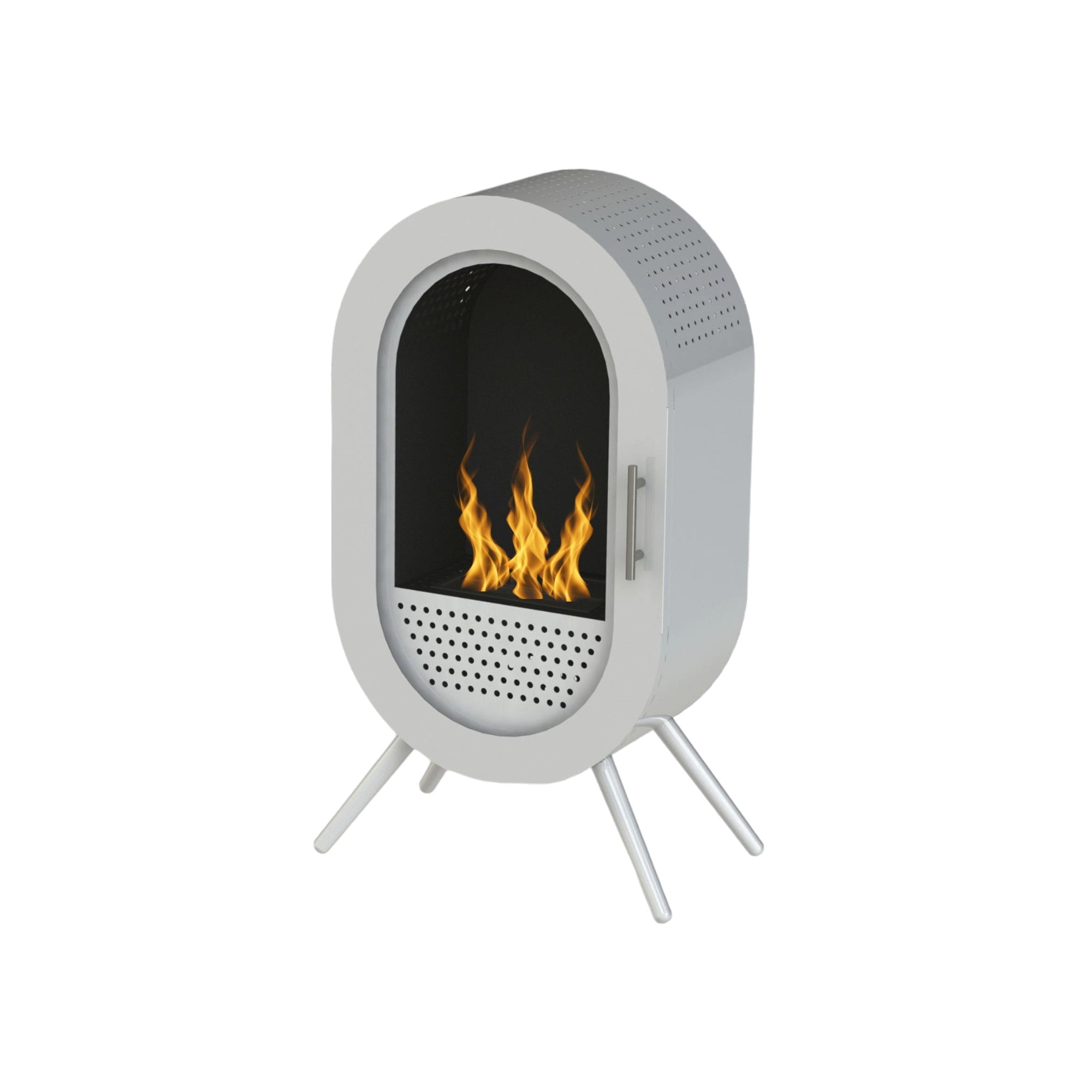 Ranna Wit Bio Ethanol Vrijstaand Kachel H100 CM Wild Flame