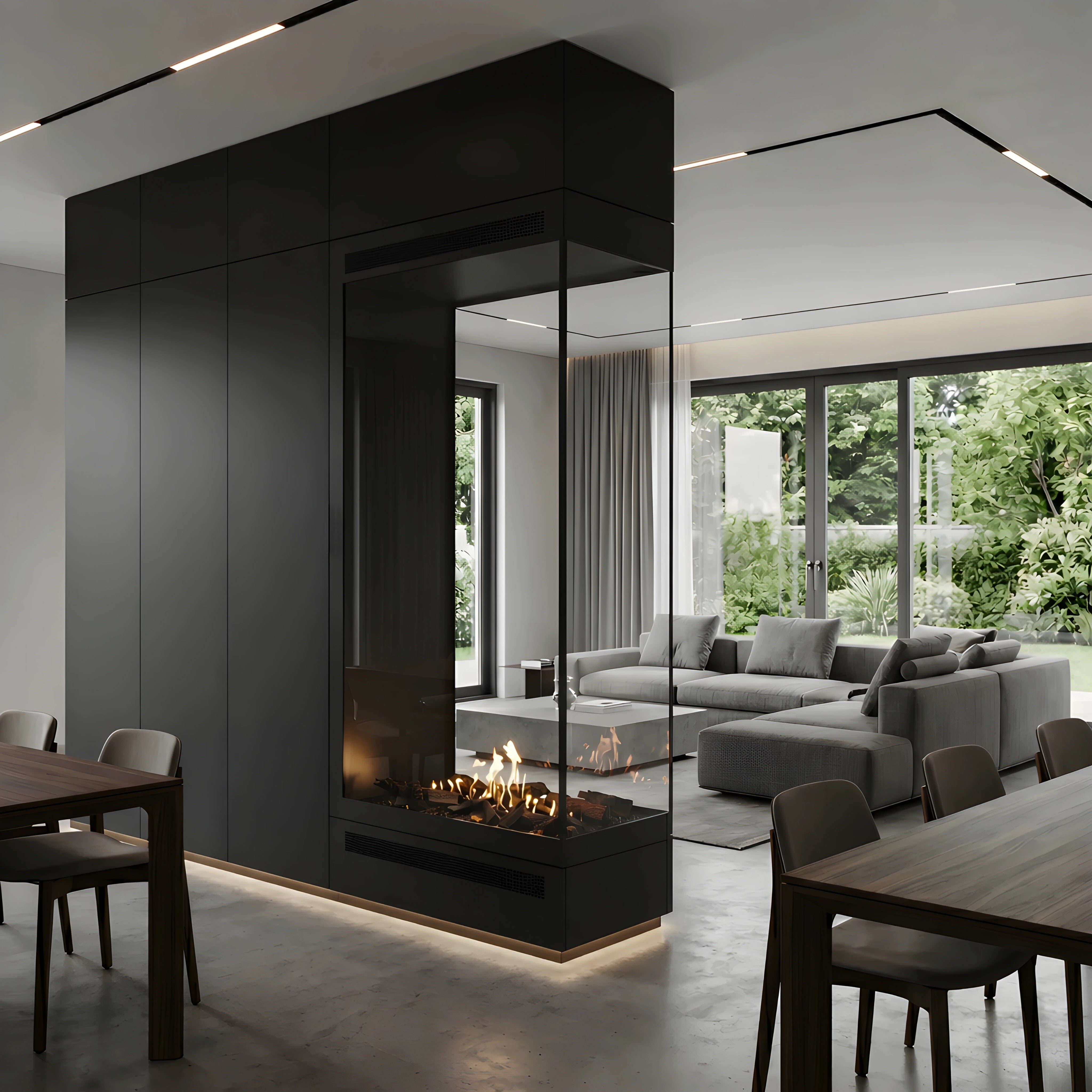 Saint roomdivider doorkijkhaard sfeerbeeld interieur
