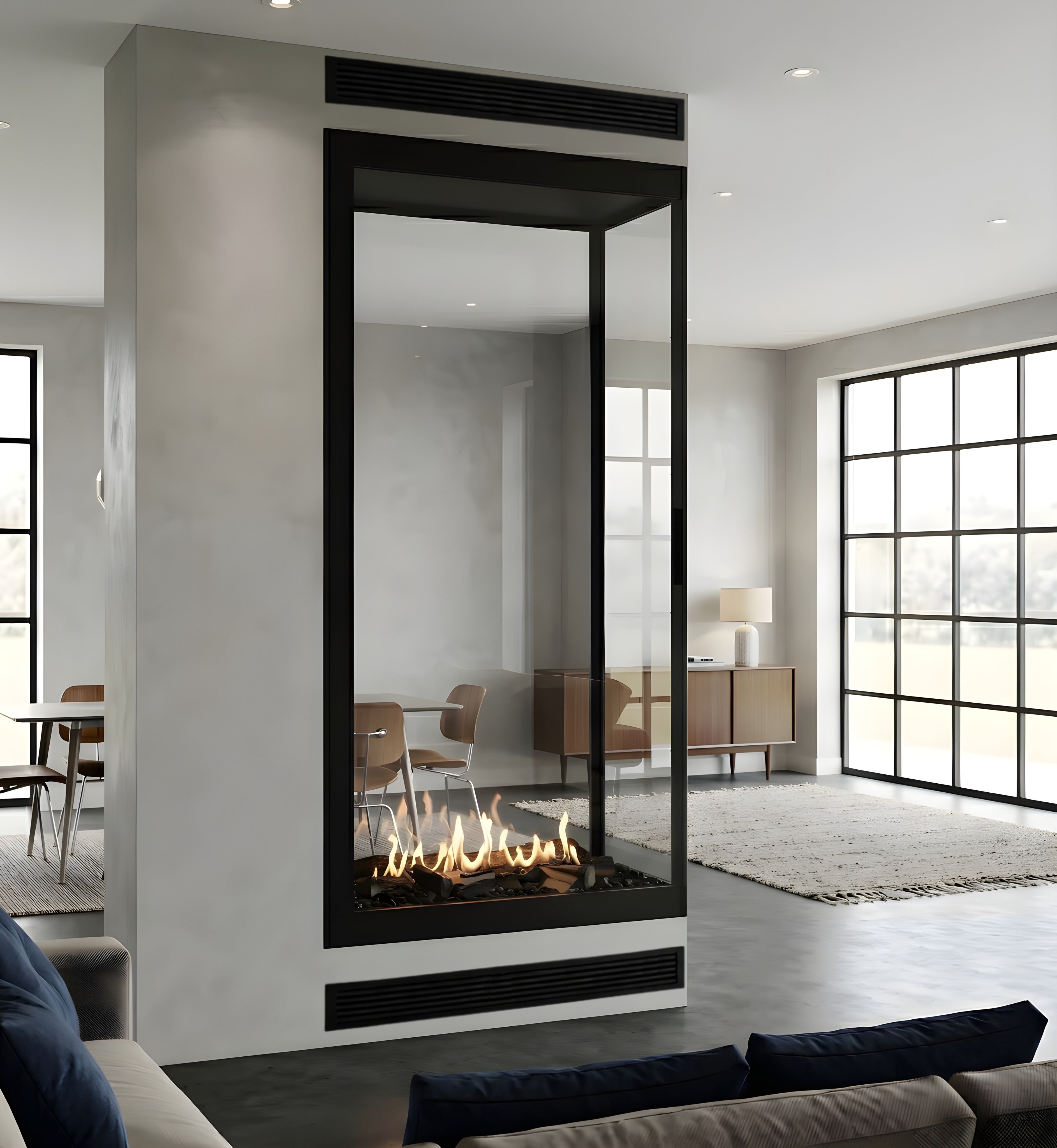 Saint roomdivider doorkijkhaard sfeerbeeld interieur